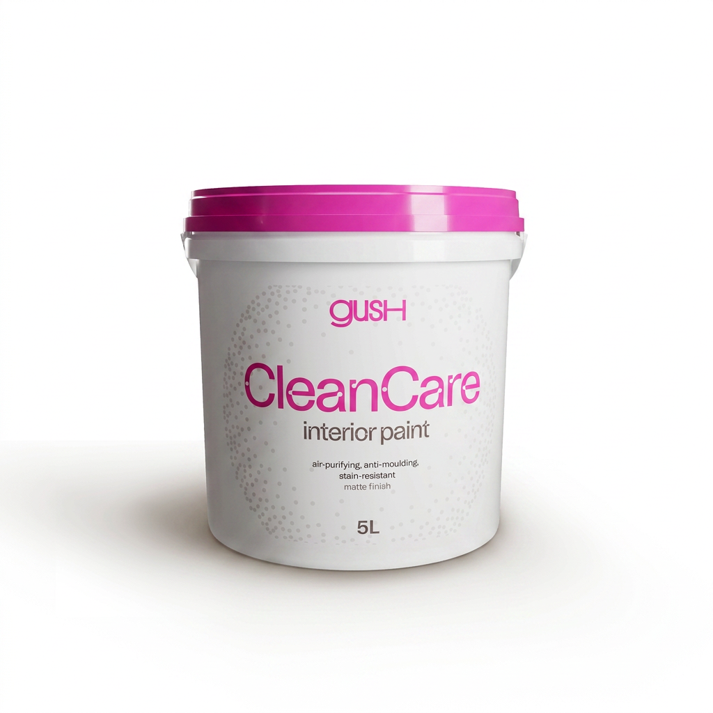 Gush Clean Care Interior Paint Gush anti-mould product photographed for Singapore homes, additional detail view