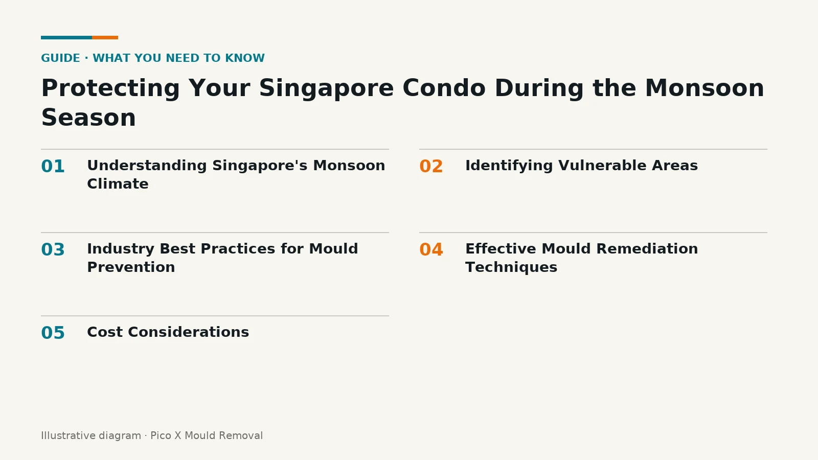Illustrated diagram of Protecting Your Singapore Condo During the key points, helping Singapore homes prevent mould.