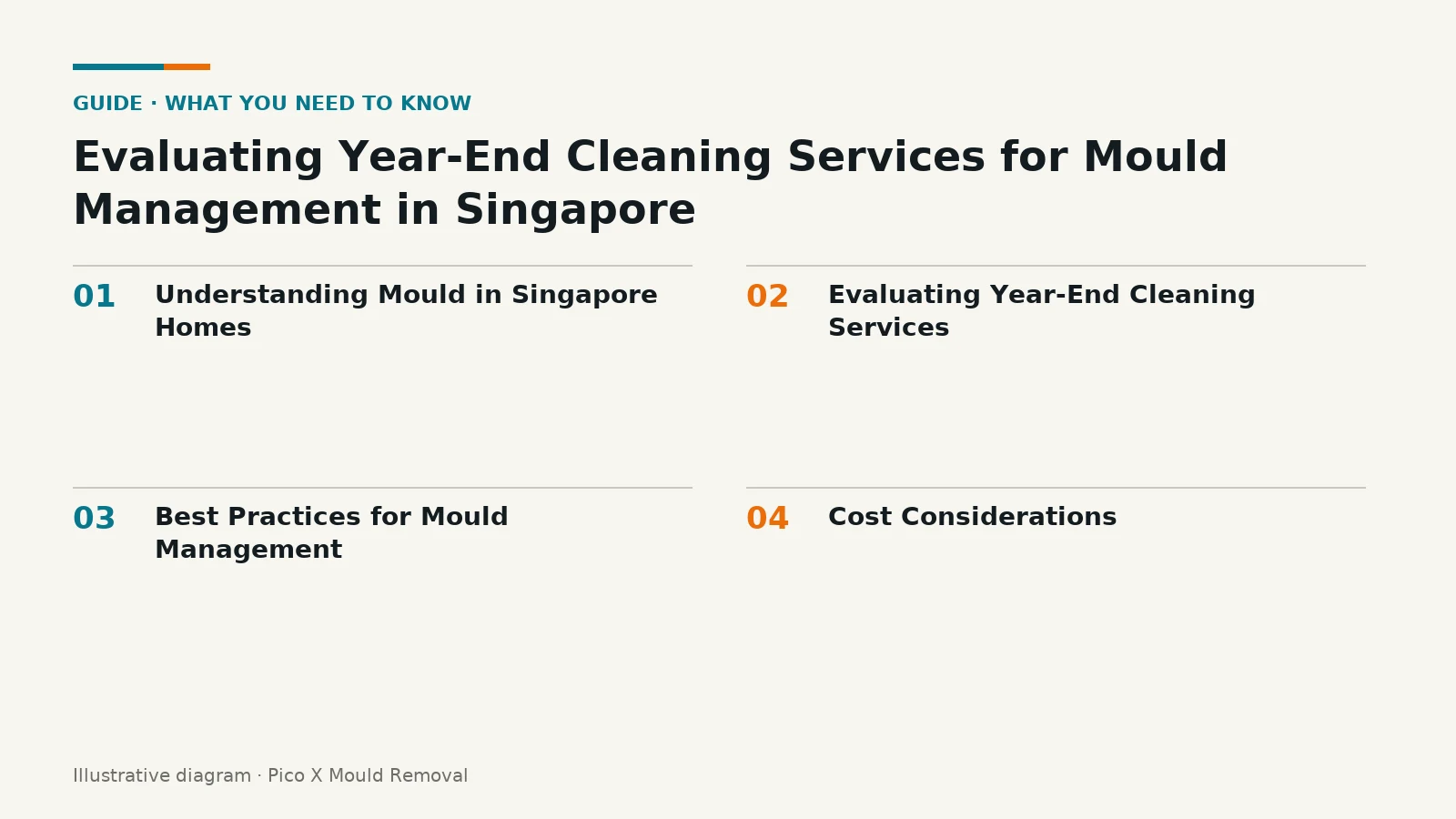 Illustrated diagram of Evaluating Year-End Cleaning Services for Mould key points, helping Singapore homes prevent mould.