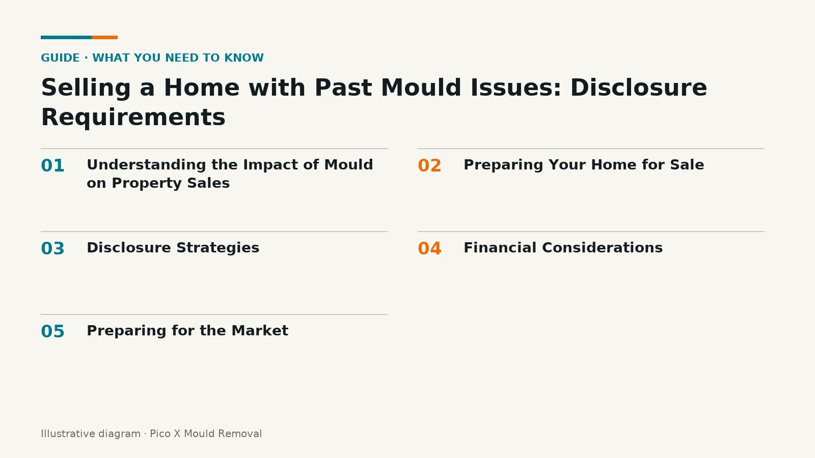Illustrated diagram of Selling a Home with Past Mould Issues key points, helping Singapore homes prevent mould.
