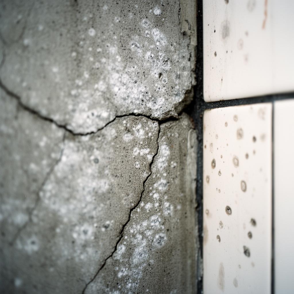 Diagnostic close-up of bathroom mould in Bedok showing the specific failure pattern Pico X technicians treat.