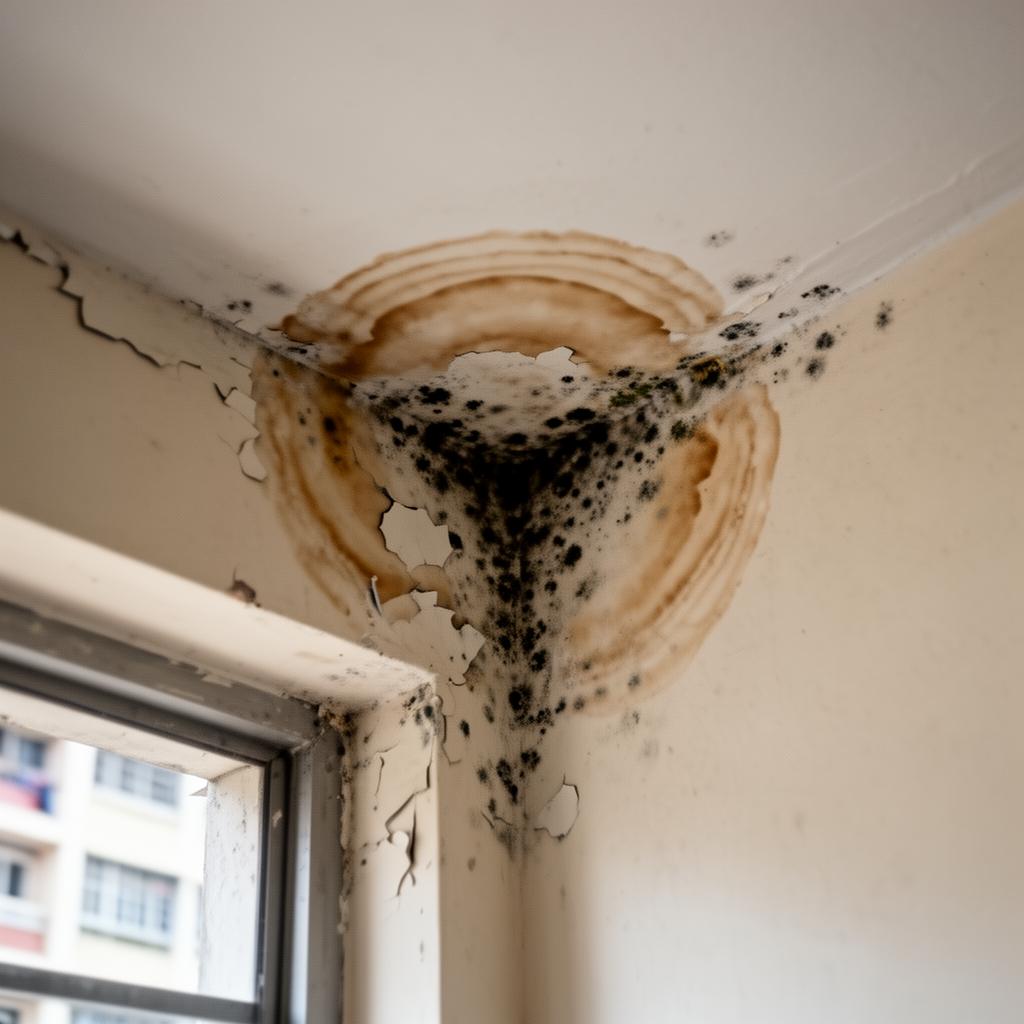 Diagnostic close-up of ceiling mould in Bedok showing the specific failure pattern Pico X technicians treat.