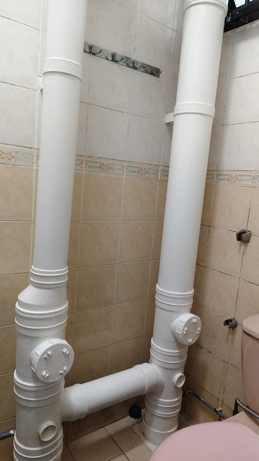 Bathroom ceiling pipes and internal boxing fully treated with antimould primer and white antimould paint after Pico X Health $199 Reset